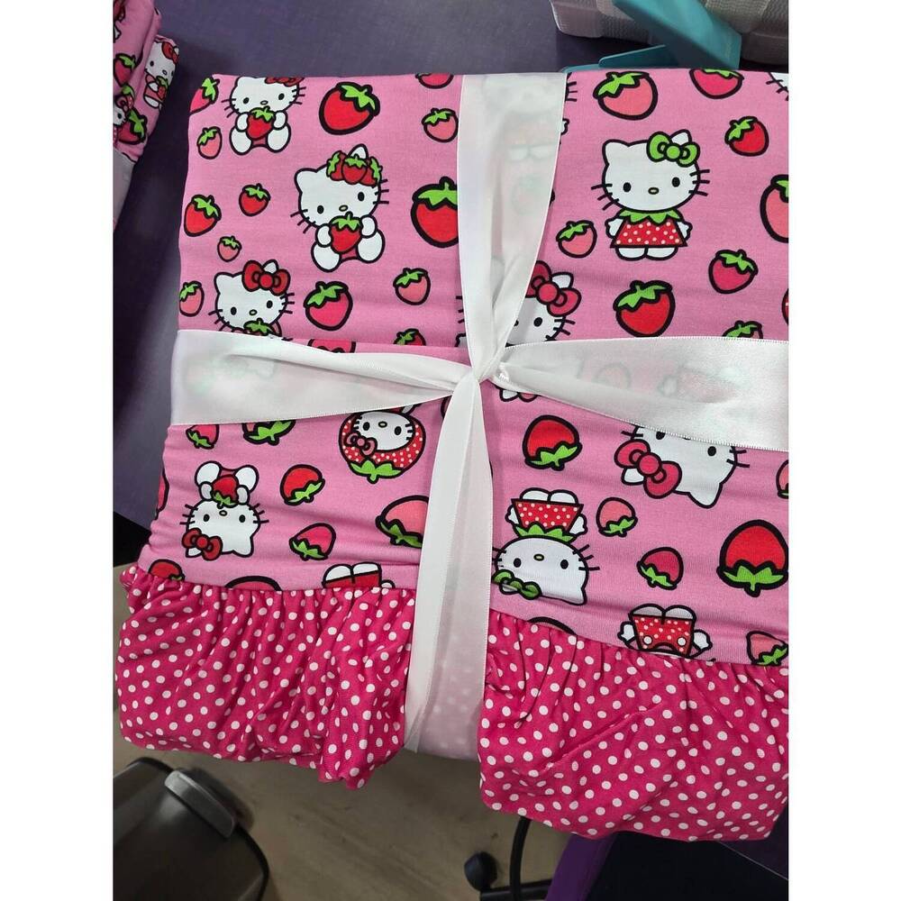 NEW CHARLIES PROJECT girl's hello cutie strawberry bamboo ruffle mini blanket in